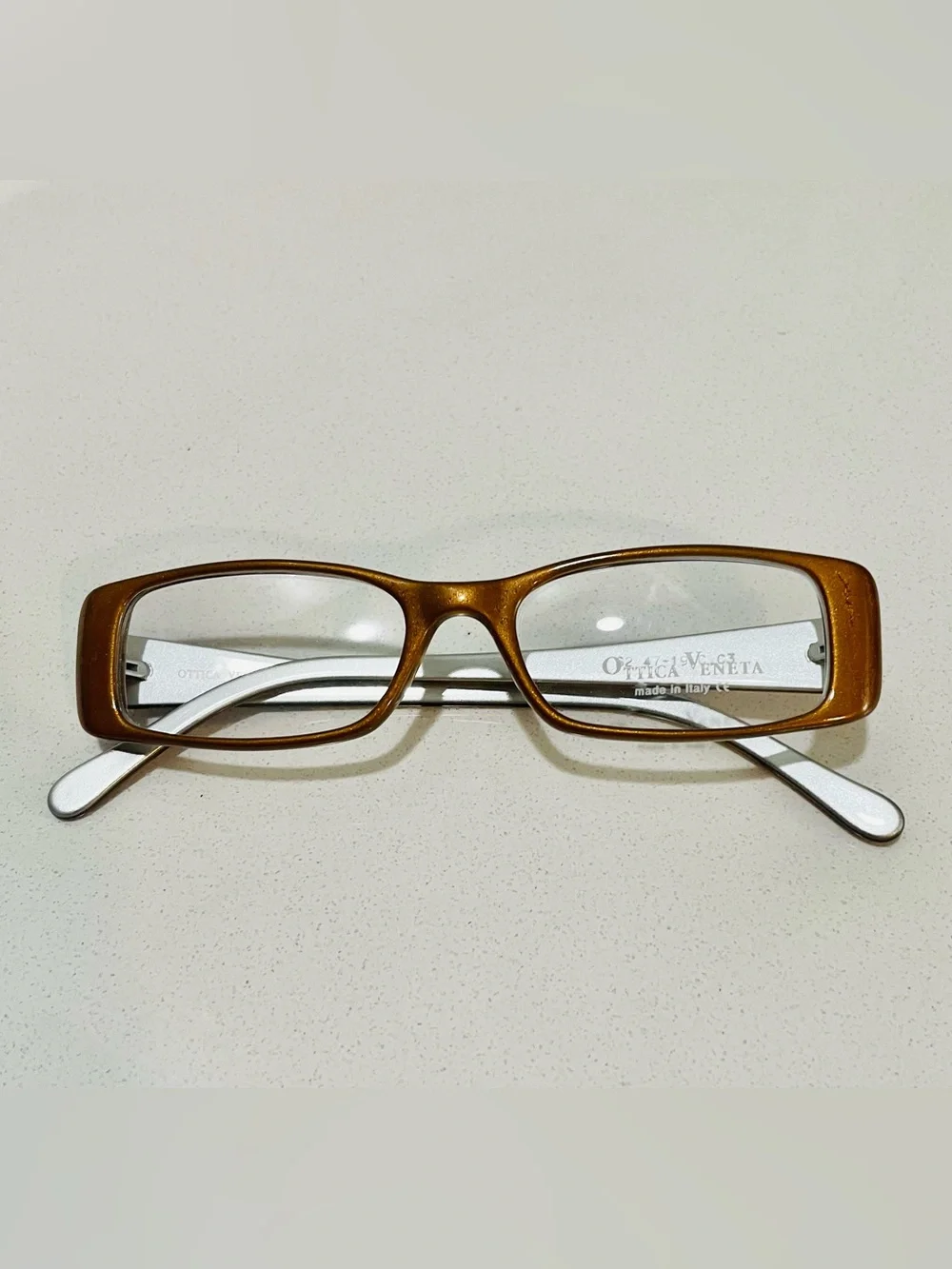 Ottica Veneta Metallic Brown and Silver Rectangular Reader Glasses